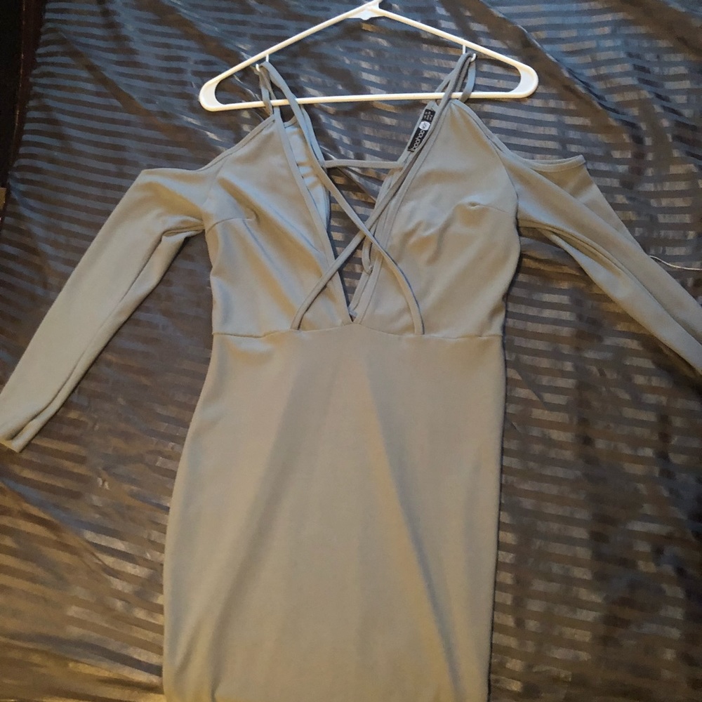 V Neck Grey Dress